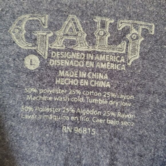 Galt American Flag Shirt Mens Large Blue With Flag On Front L Soft Cotton Blend - Picture 3 of 6